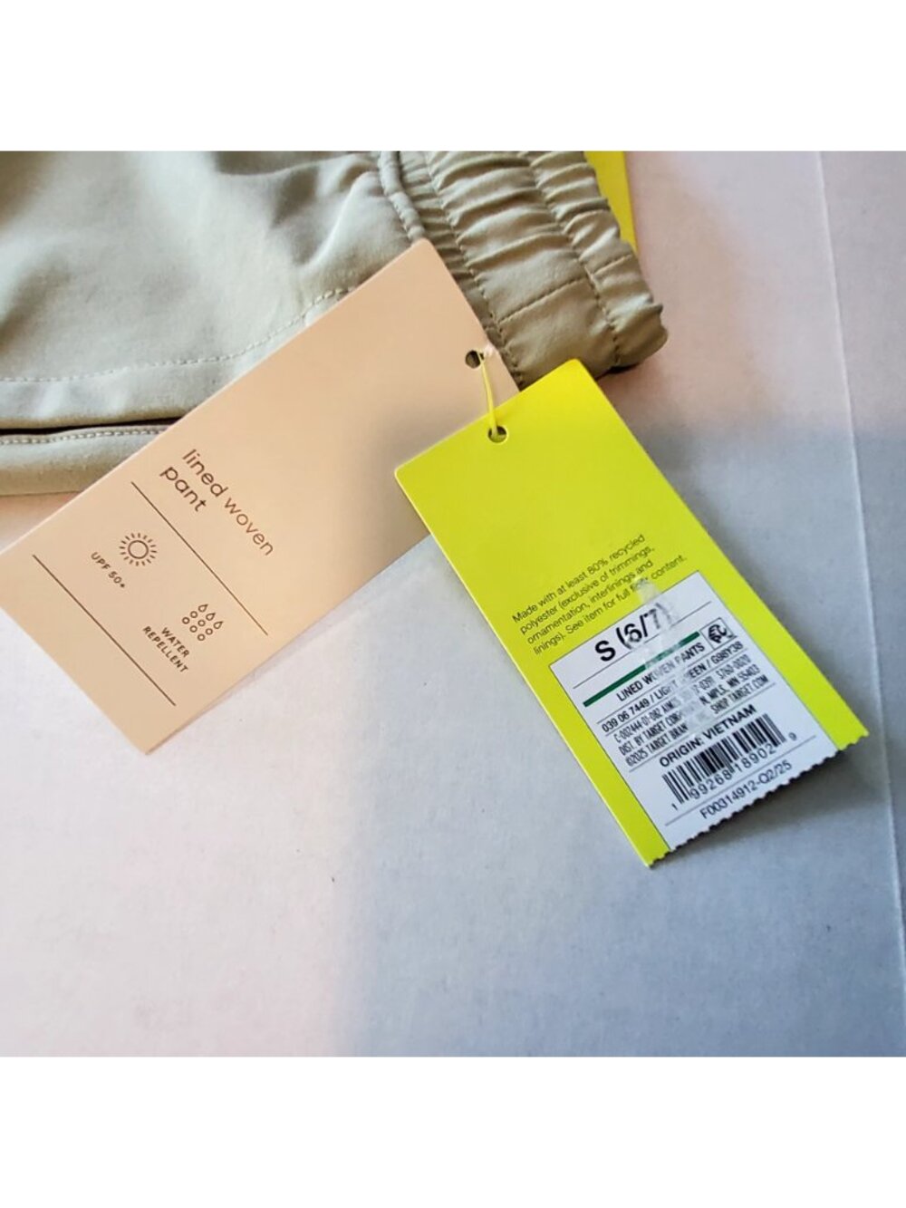 All In Motion Lined Woven Pants  Size S/6-7 Water-Repellent UPF 50+ Sage Green - Picture 8 of 10